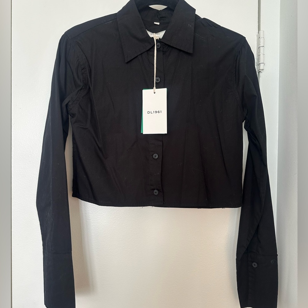 DL1961 Black Cropped Button-Up Shirt